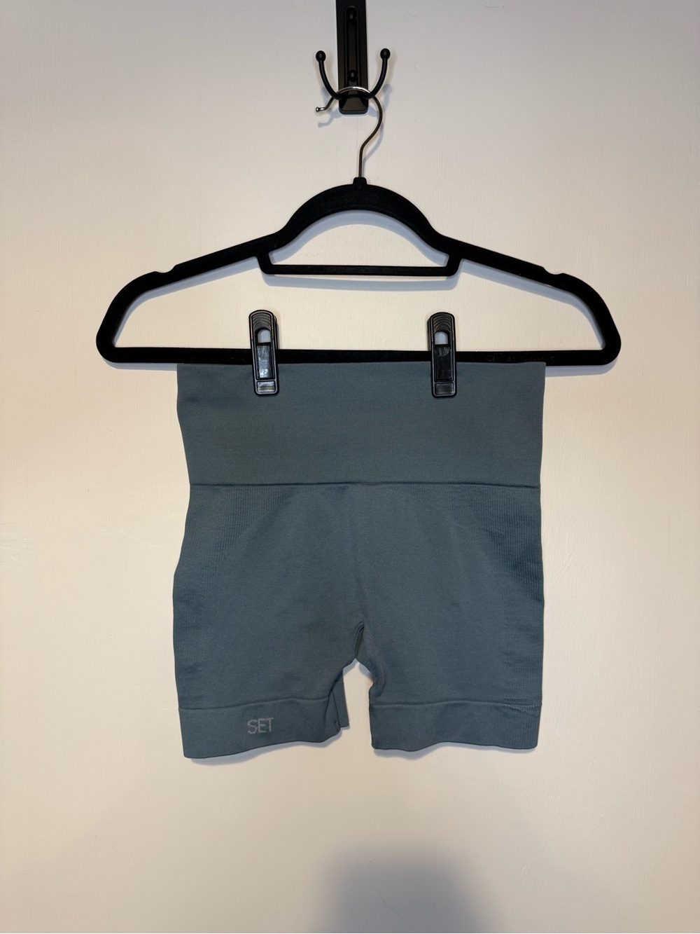 SET ACTIVE High Waisted Sculptflex 4" Bike Shorts Slate Blue Sz Small